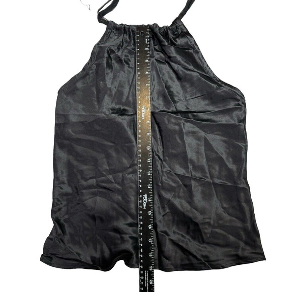 NOTICE Vintage Black Silk Halter Tie Back Top Blouse Y2K Medium - Picture 4 of 7
